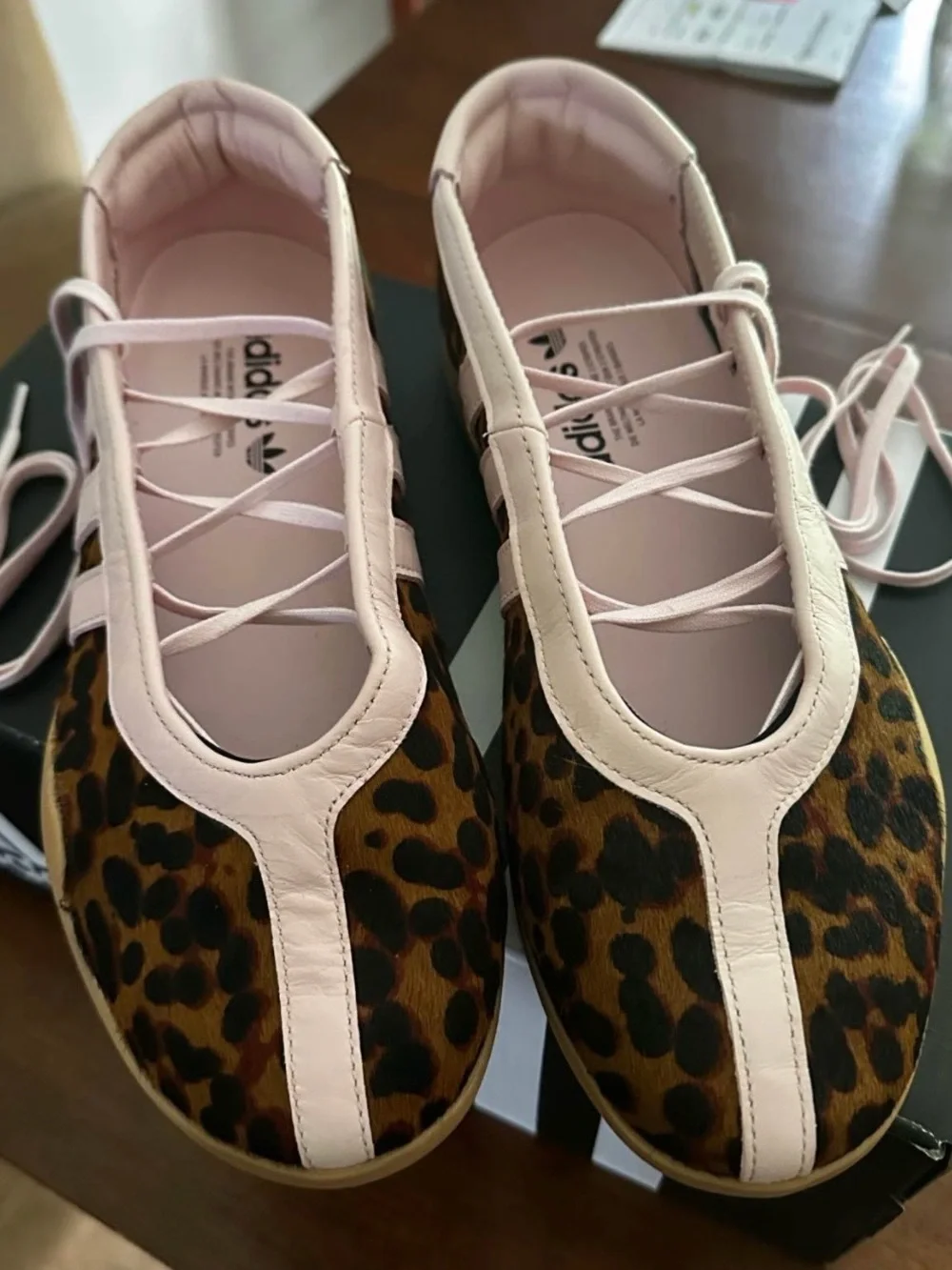 NWOT Adidas Leopard Print Ballet Flat with Light Pink Trim - Picture 3 of 4